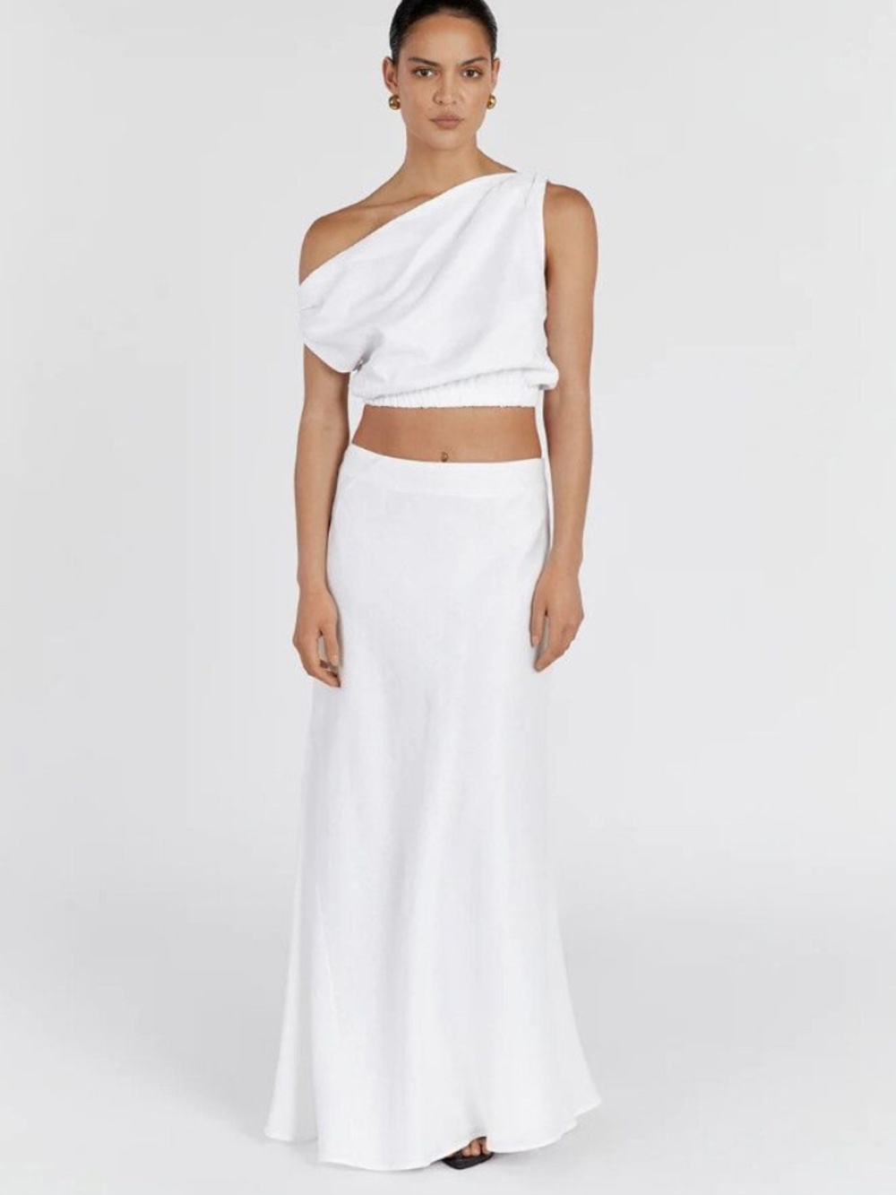 DISSH Syrah White Linen Midi Skirt - Size 6 - Picture 2 of 10